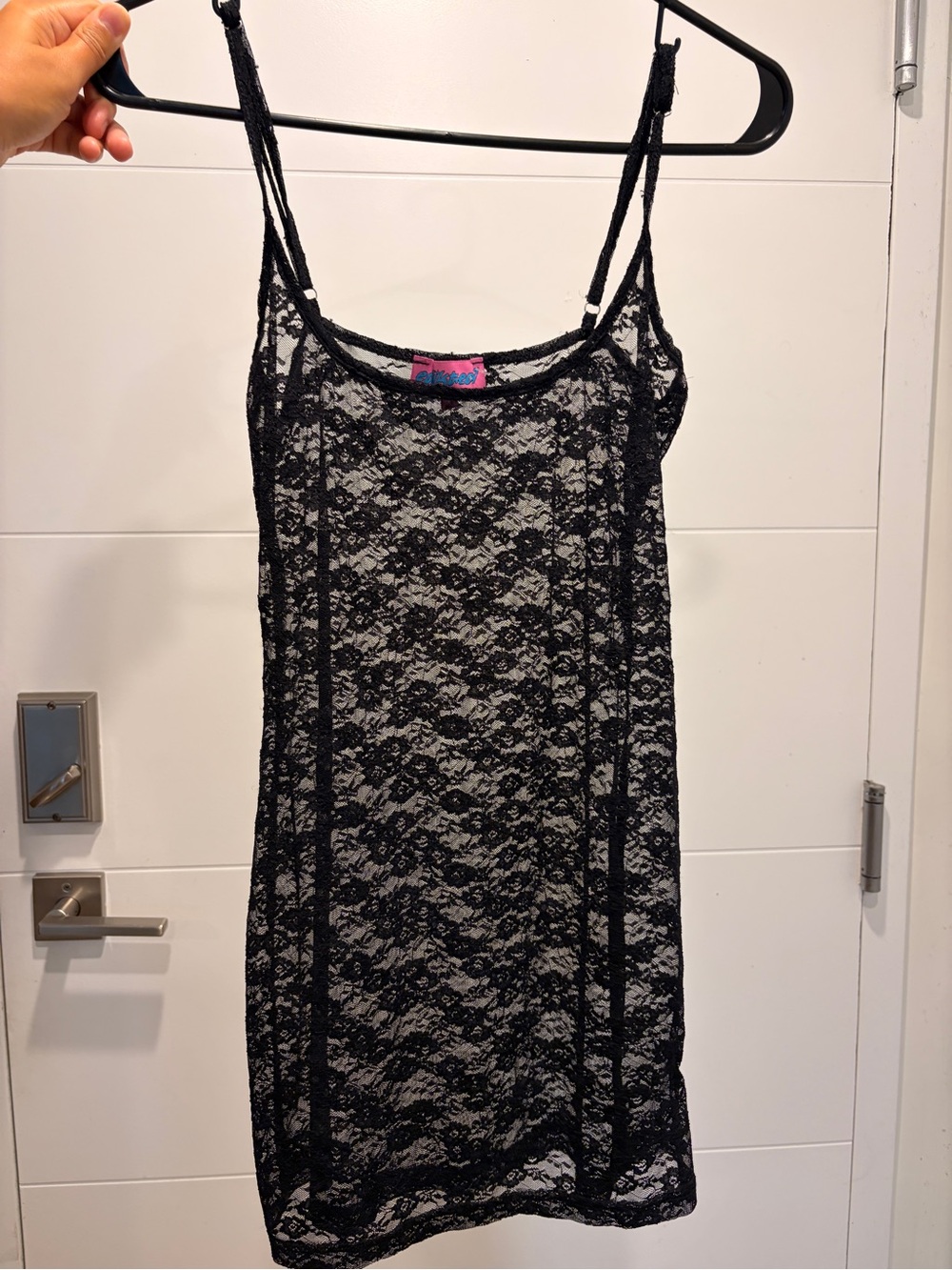 Edikted Black Sheer Lace Mini Slip Dress